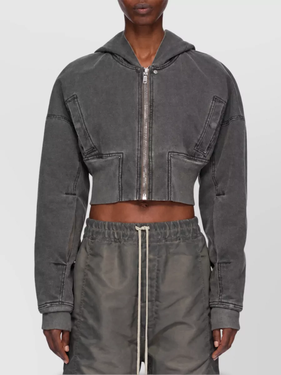 Rick Owens Drkshdw Cropped Hooded Denim Jacket