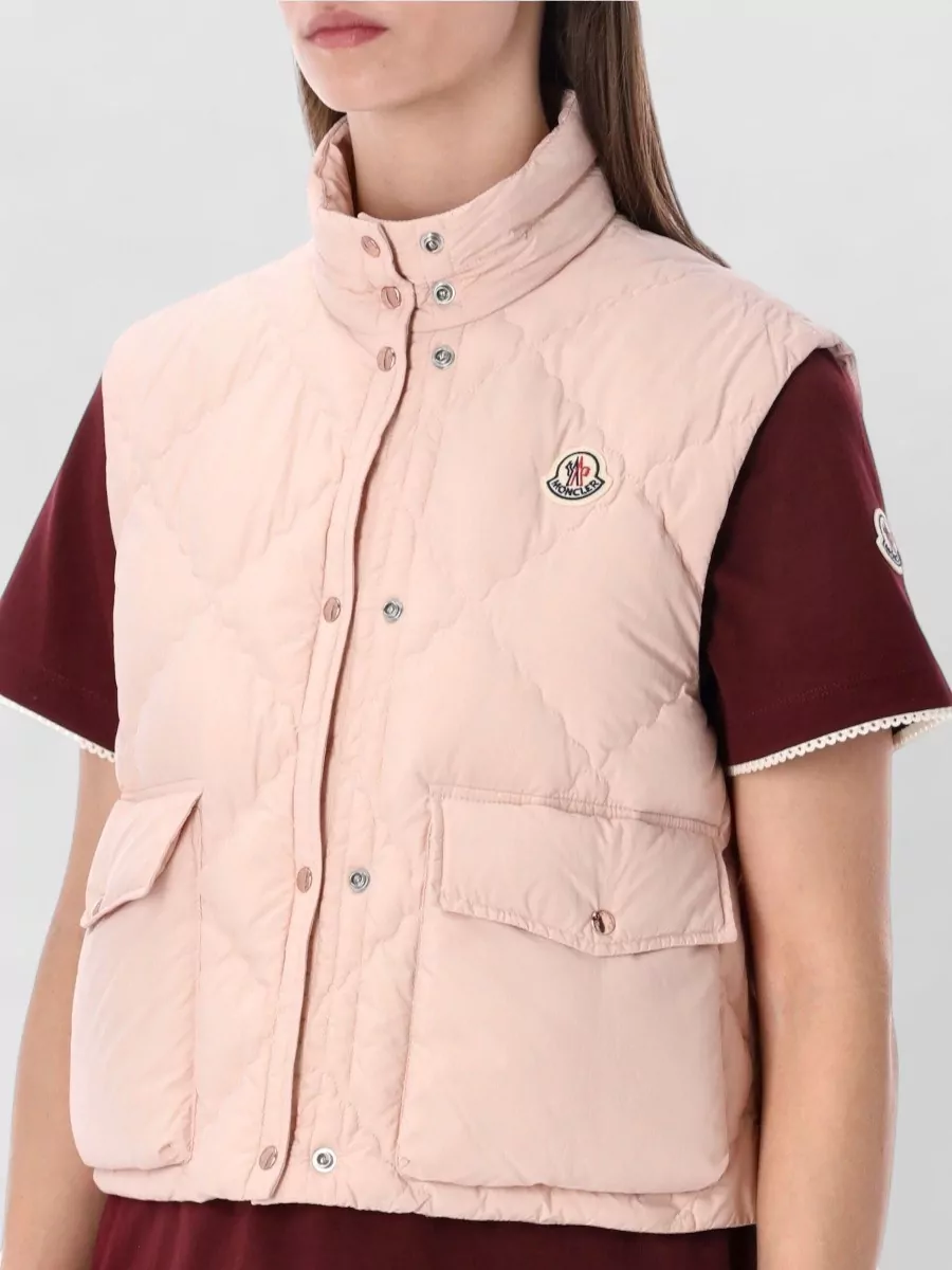 Moncler Biois High Collar Quilted Vest Pockets