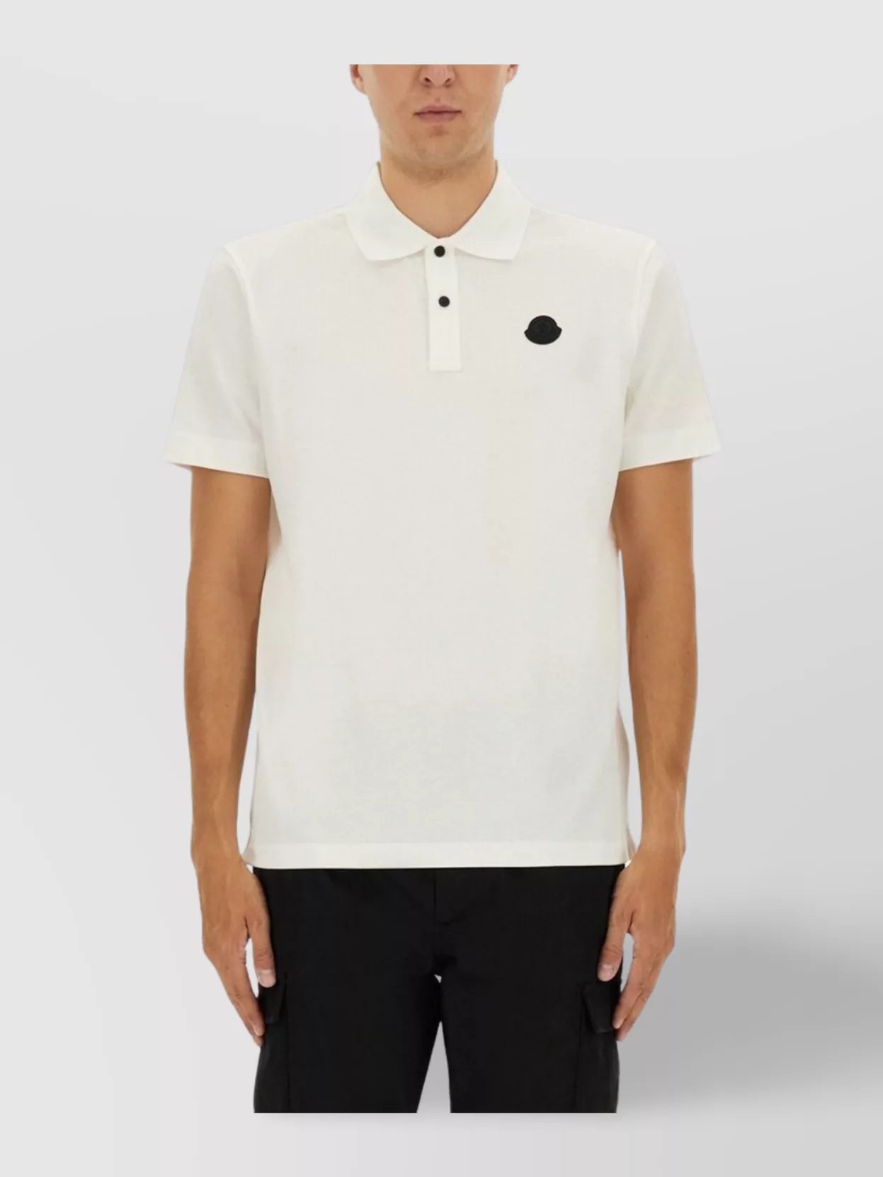 Moncler Cotton Pique Shirt Polo Collar Short Sleeves