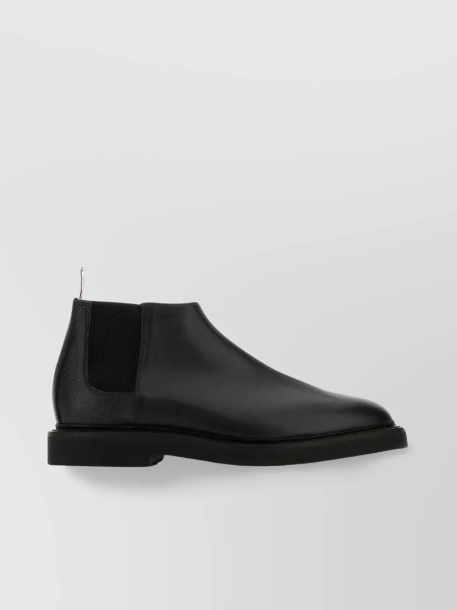 Shop Thom Browne Streamlined Leather Ankle Boots In Black