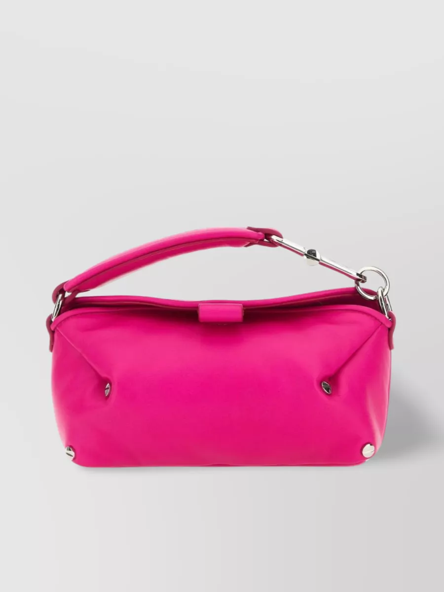 Shop Off-white Leather Tote Bag With Detachable Shoulder Strap And Metallic Accents In Pink