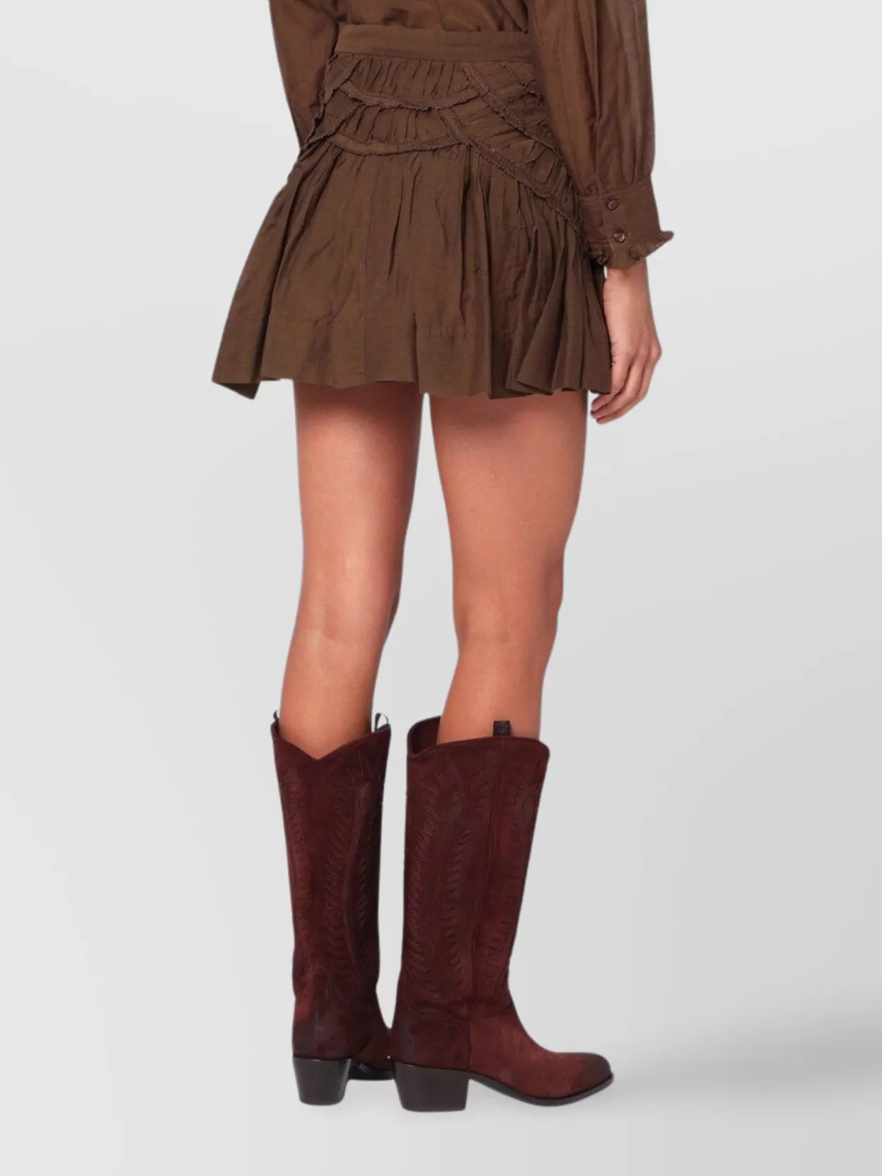 Isabel Marant Étoile High Waist Mini Skirt Ruffles In Brown