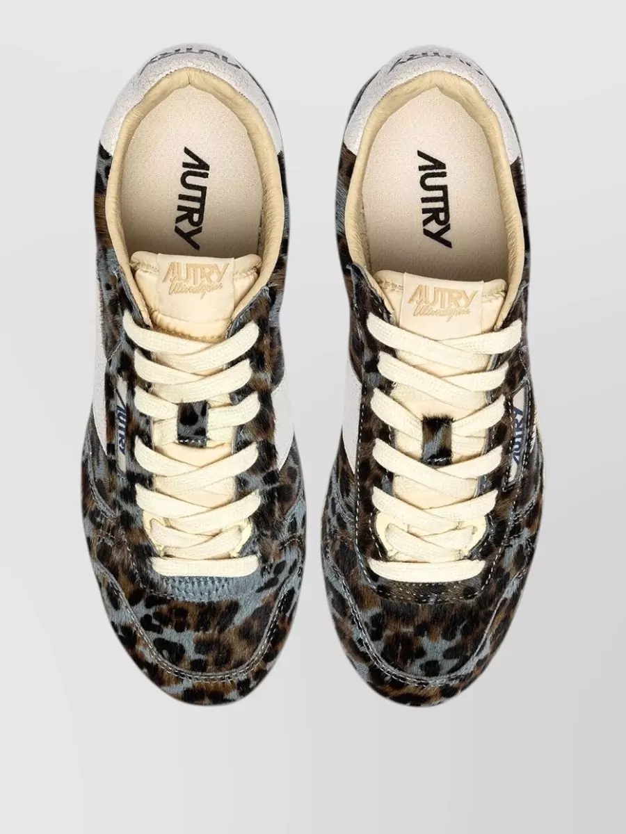 Autry Leather Leopard Pony Hair Lace-Up Sneakers