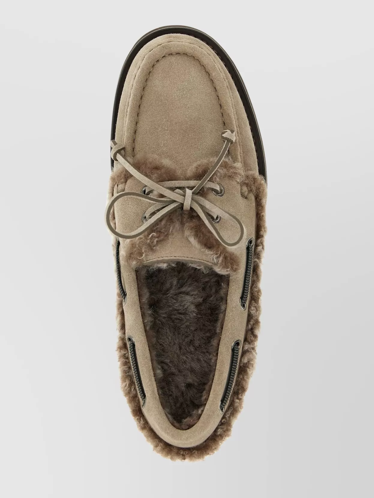 Brunello Cucinelli Luxe Fur Trim Loafers With Suede Finish