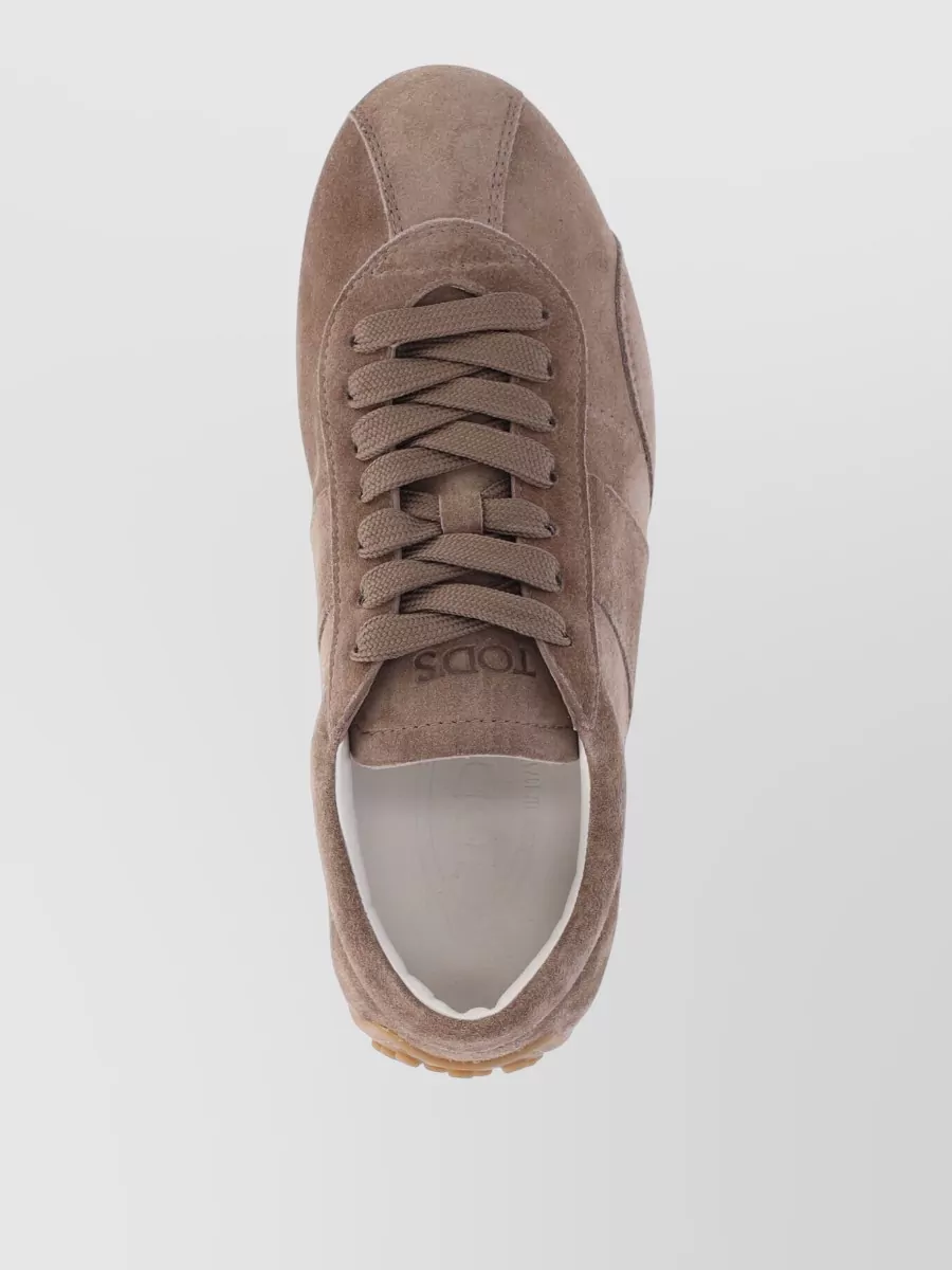 Tod's Suede Low Top Sneakers With Rubber Sole