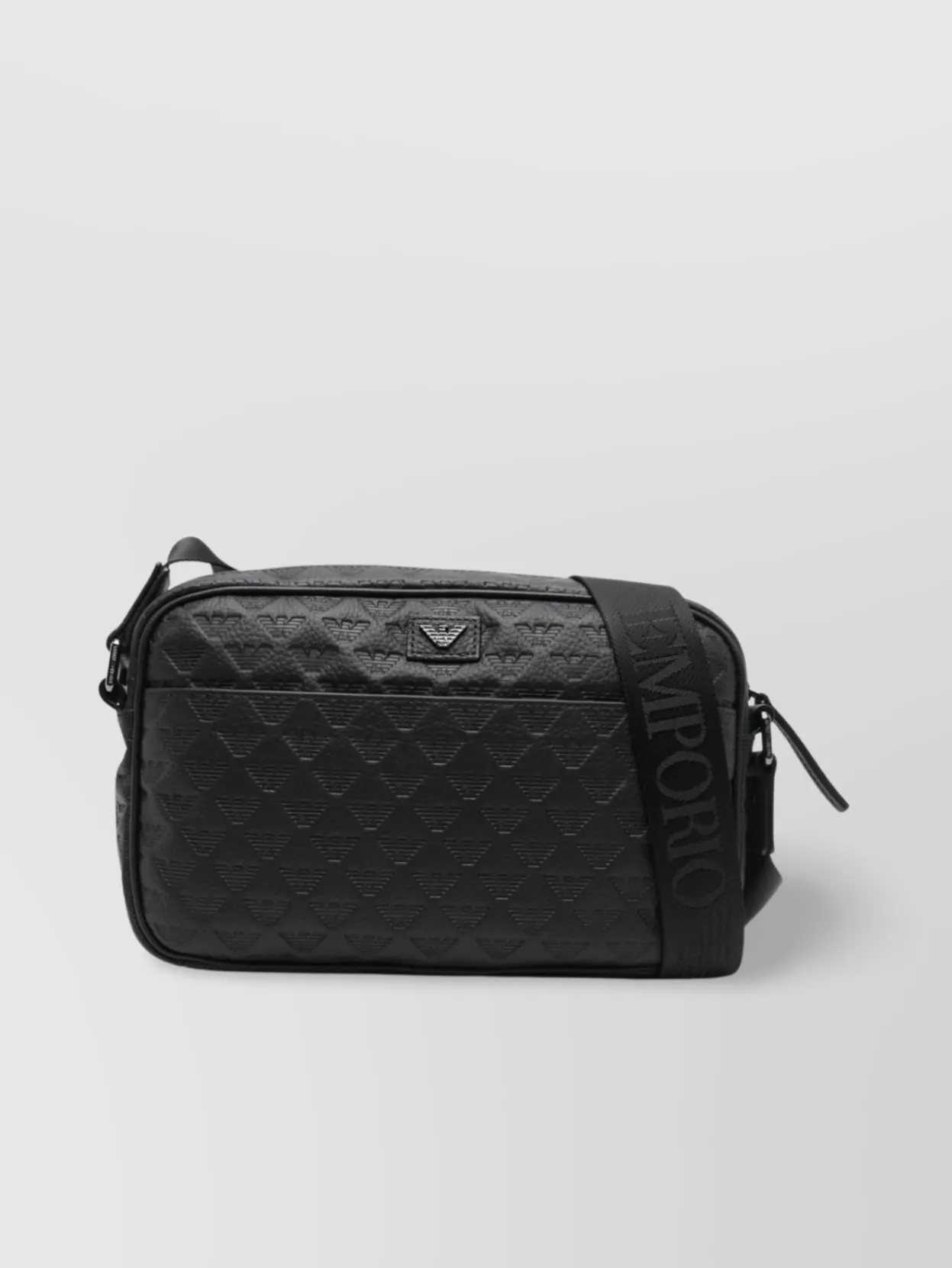 Emporio Armani Logo-Jacquard Leather Crossbody Bag With Debossed Print
