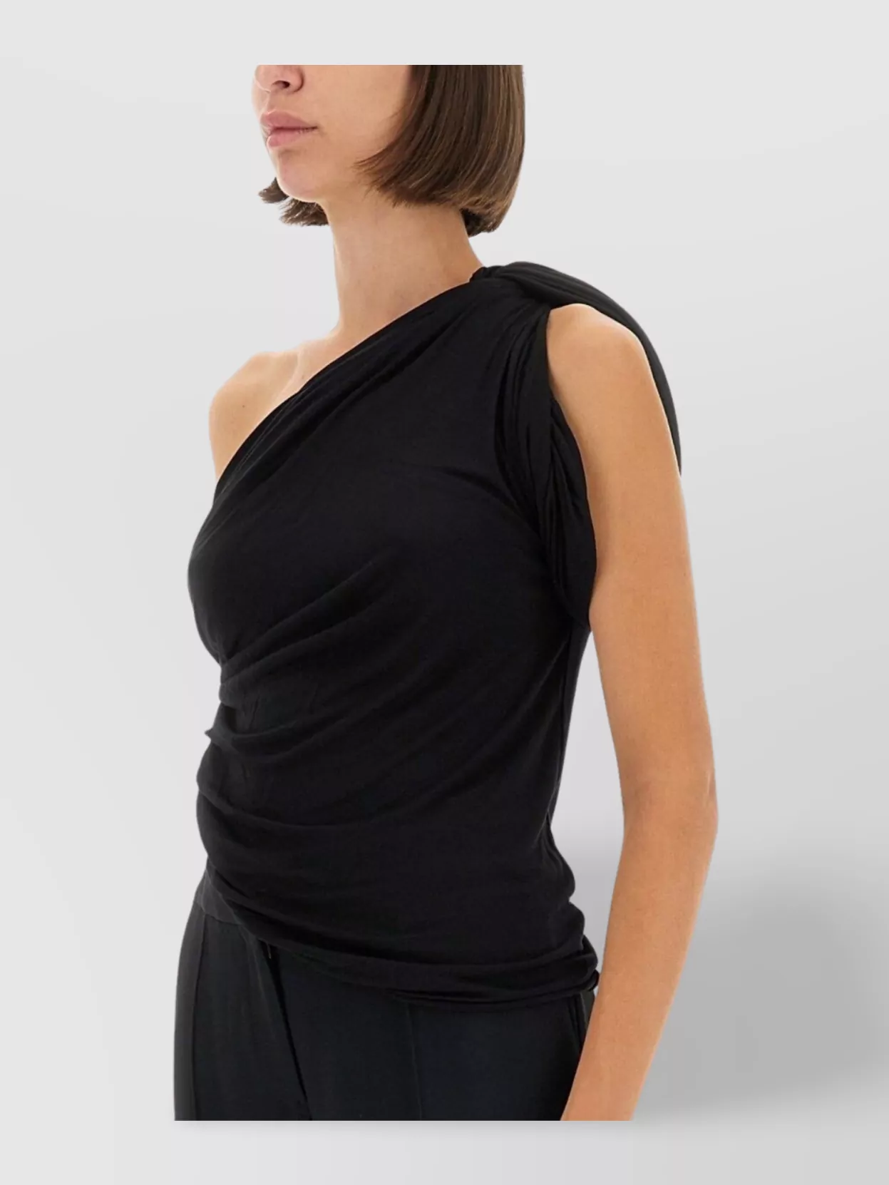 Rick Owens Lilies Asymmetric One-Shoulder Draped Top