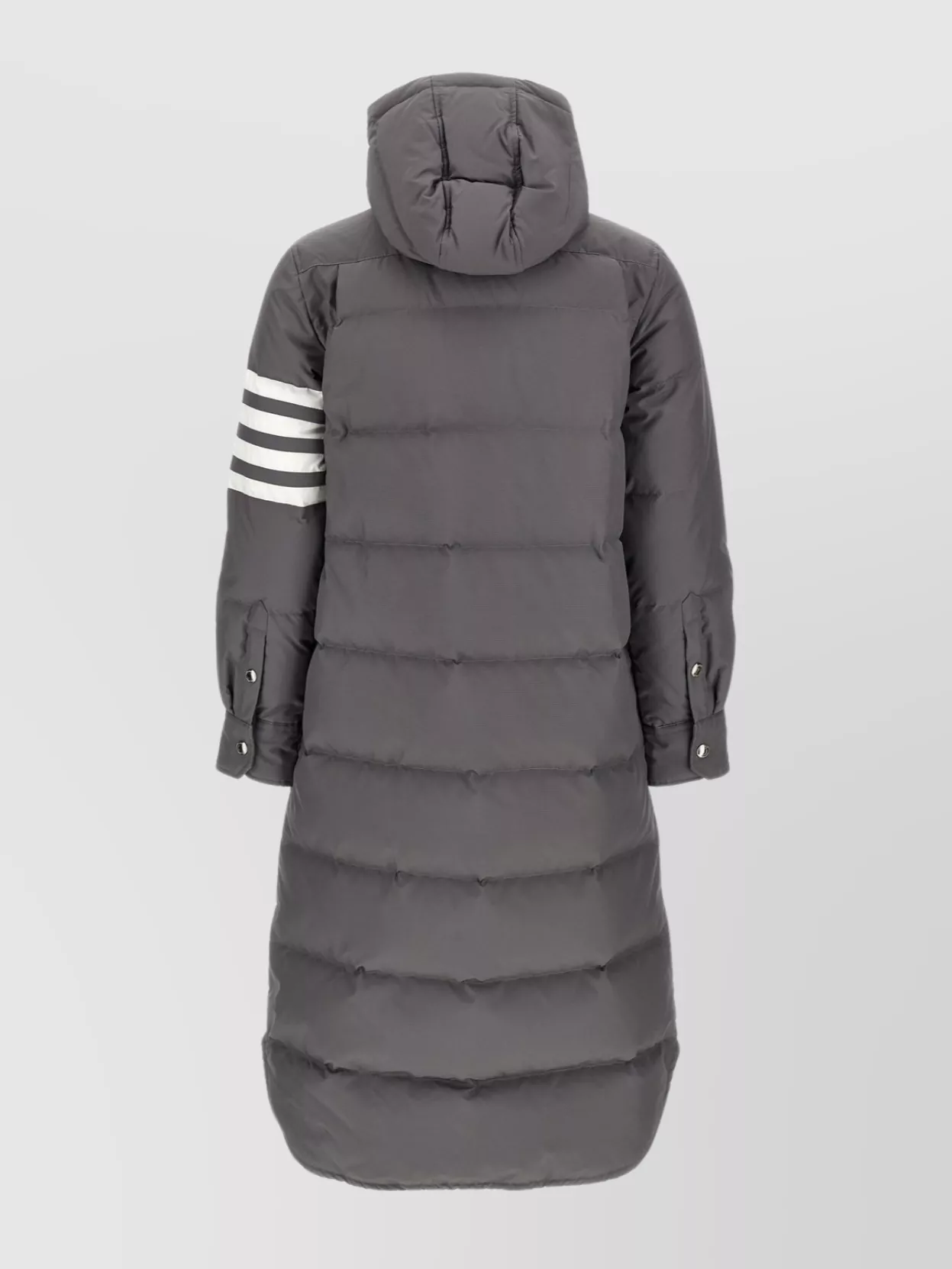 Thom Browne Grey Side-stripe-detail Padded Coat