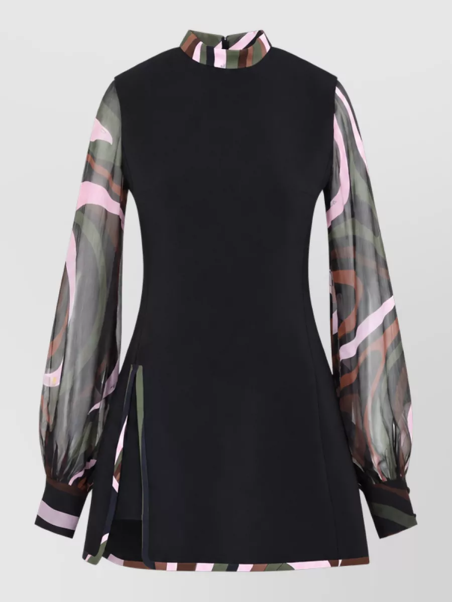 Pucci printed collar long-sleeve mini dress