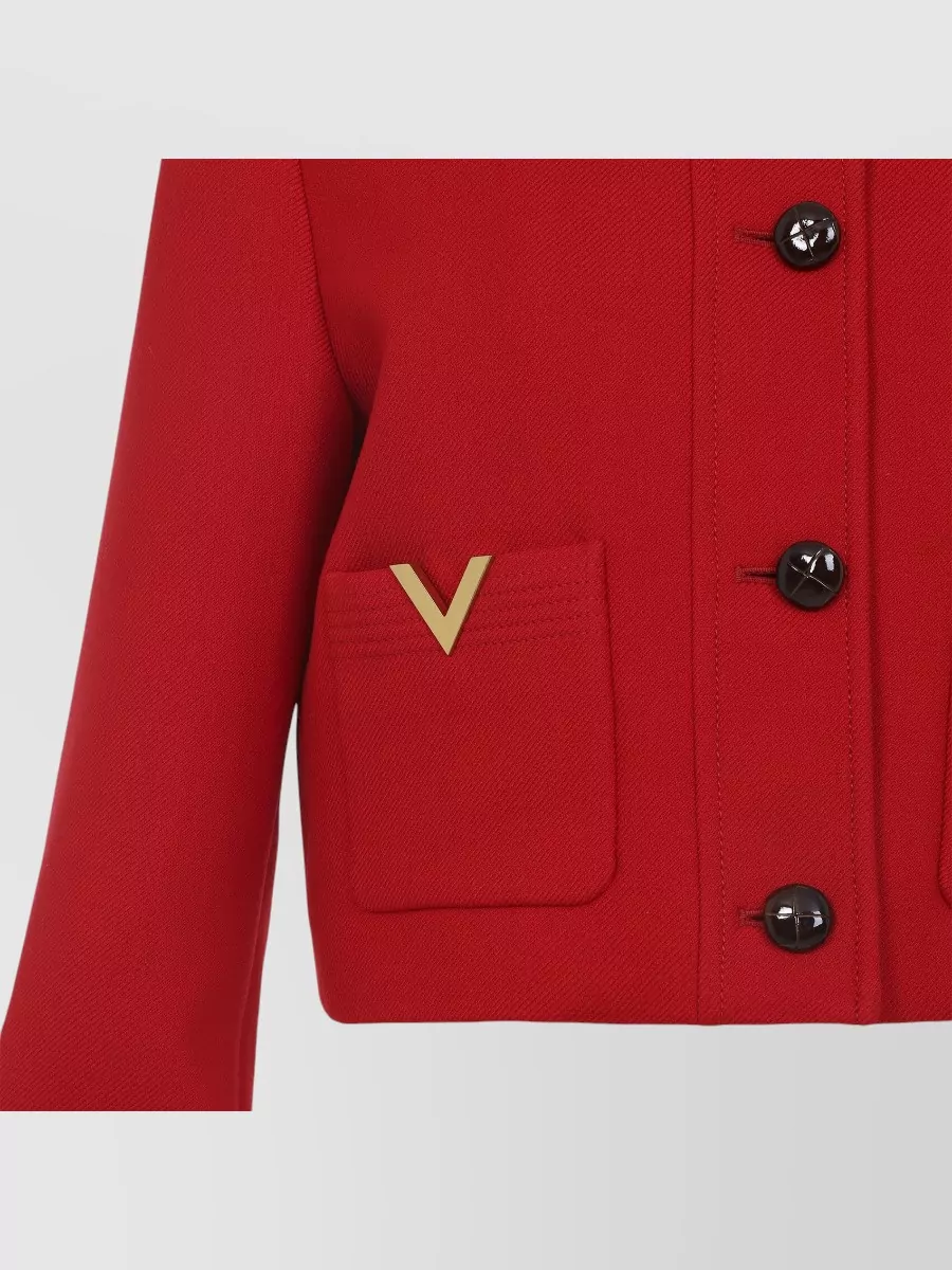 Valentino Drill Caban Jacket Decorative Buttons Pockets