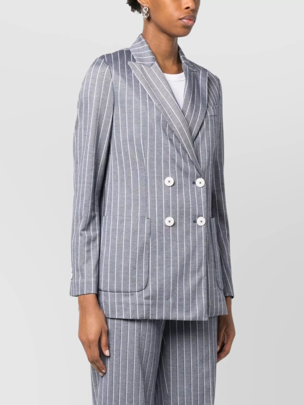 Circolo 1901 Striped Double-Breasted Blazer With Peak Lapels