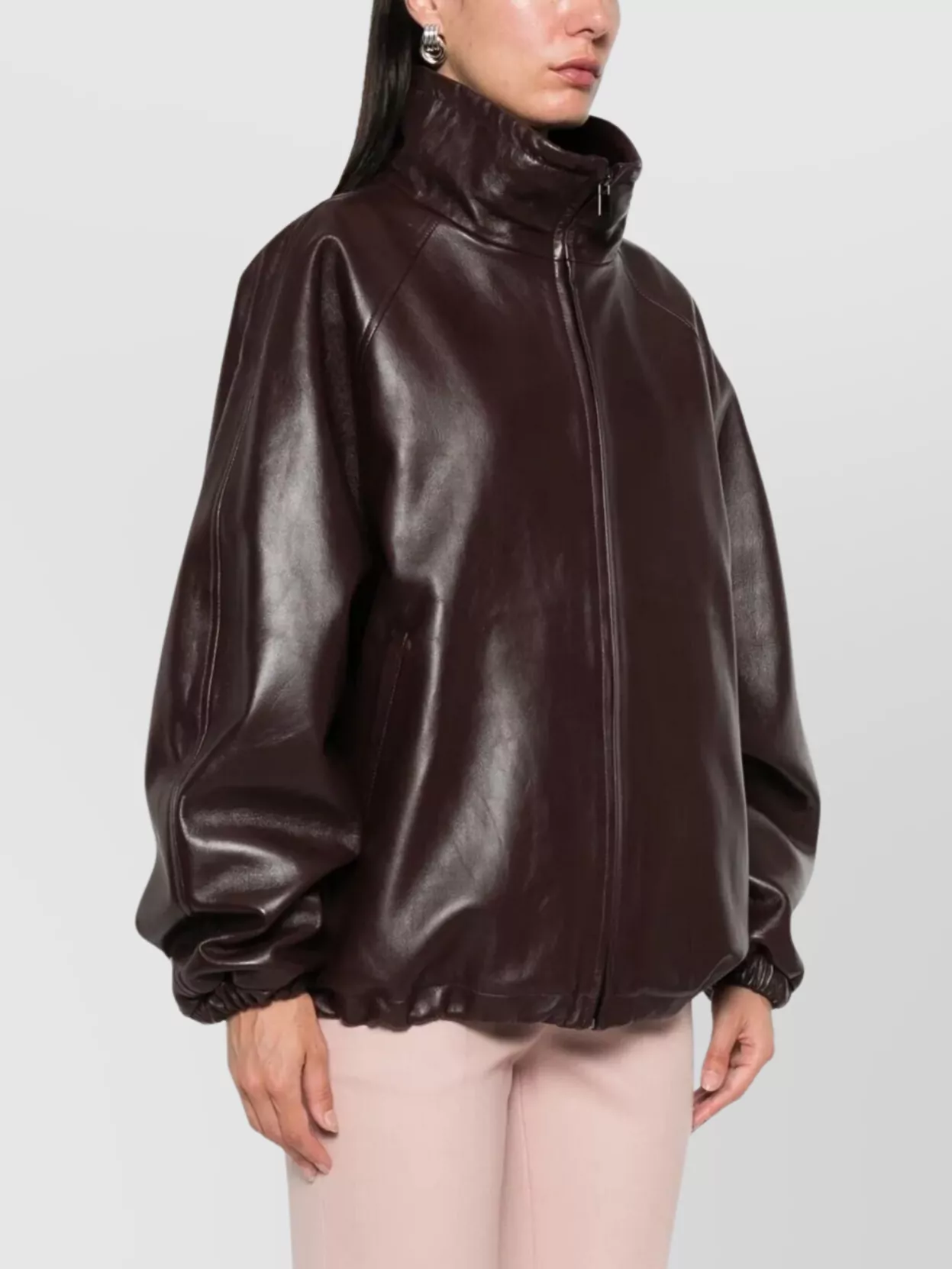 Magda Butrym Leather Jacket Elasticated Cuffs