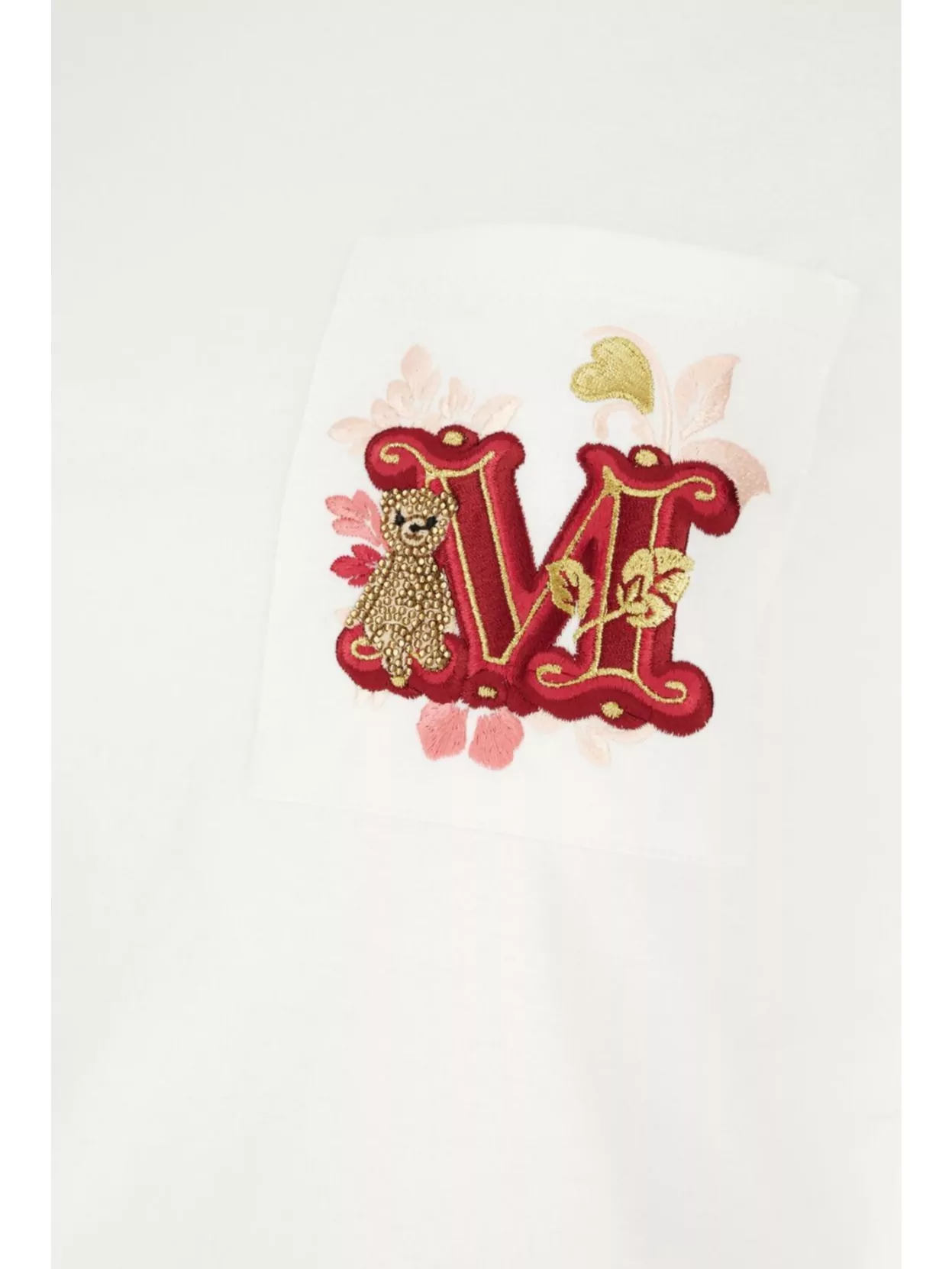Max Mara Short-sleeve White T-shirt With Embroidered Front Pocket