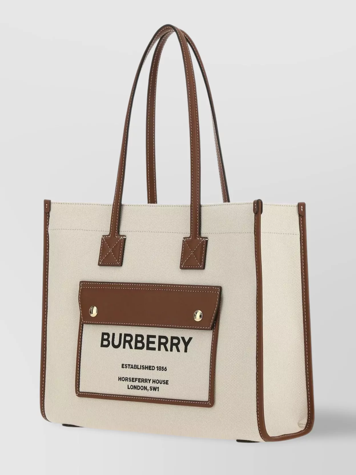 Burberry Stitching Contrast Top Handles Pocket Exterior