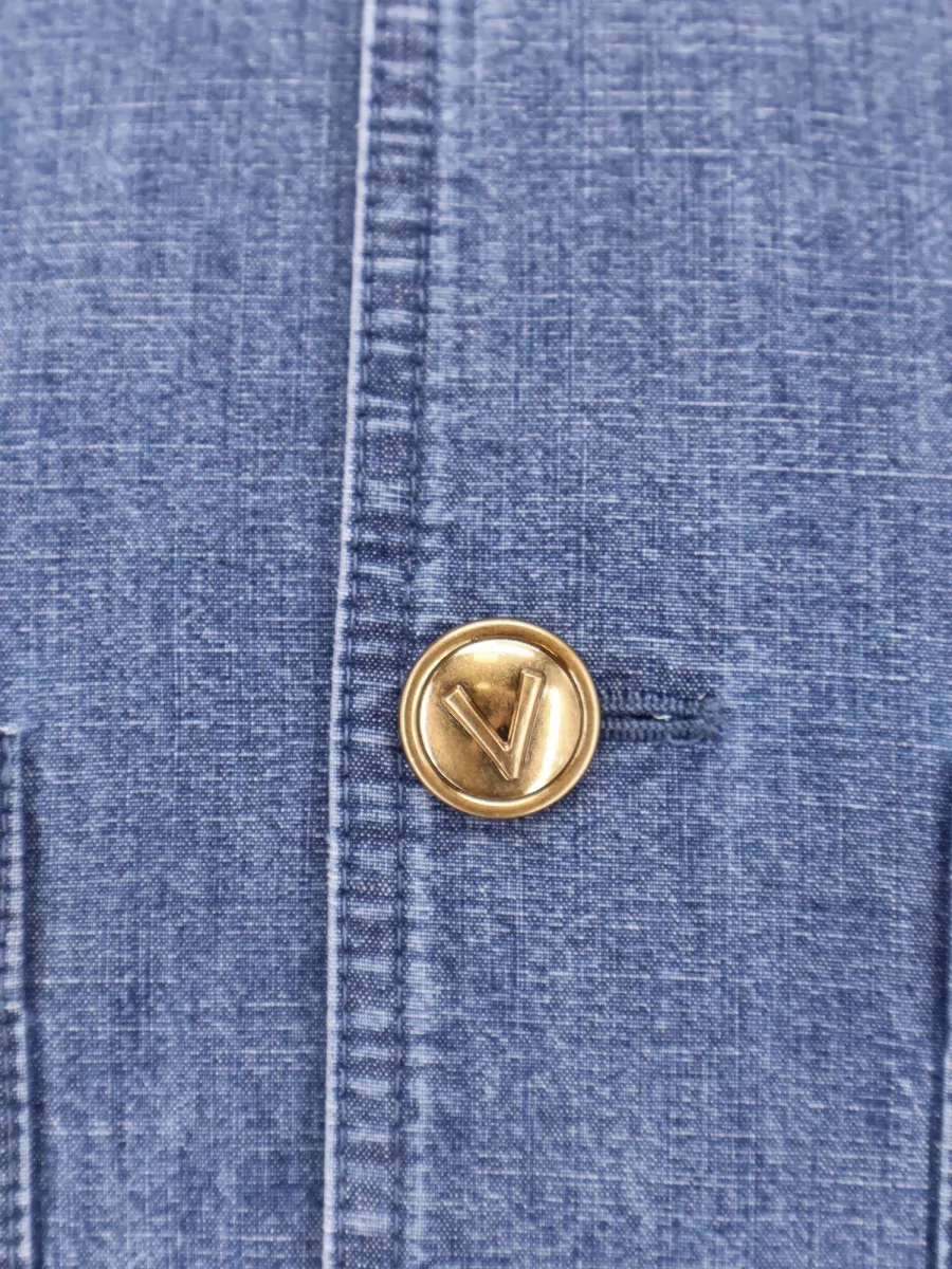 Valentino Denim Sahariana Jacket Stand Collar Pockets