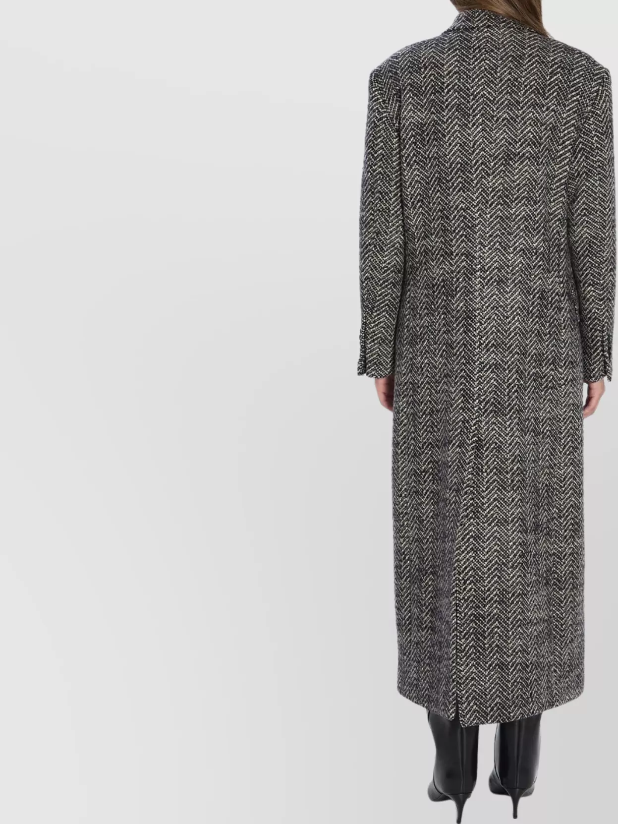 Tagliatore Wool Double-Breasted Coat Herringbone Pattern
