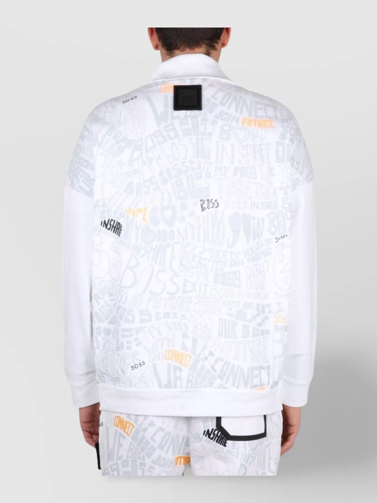Shop Hugo Boss Logo Print High Collar Sweatshirt With Front Pocket