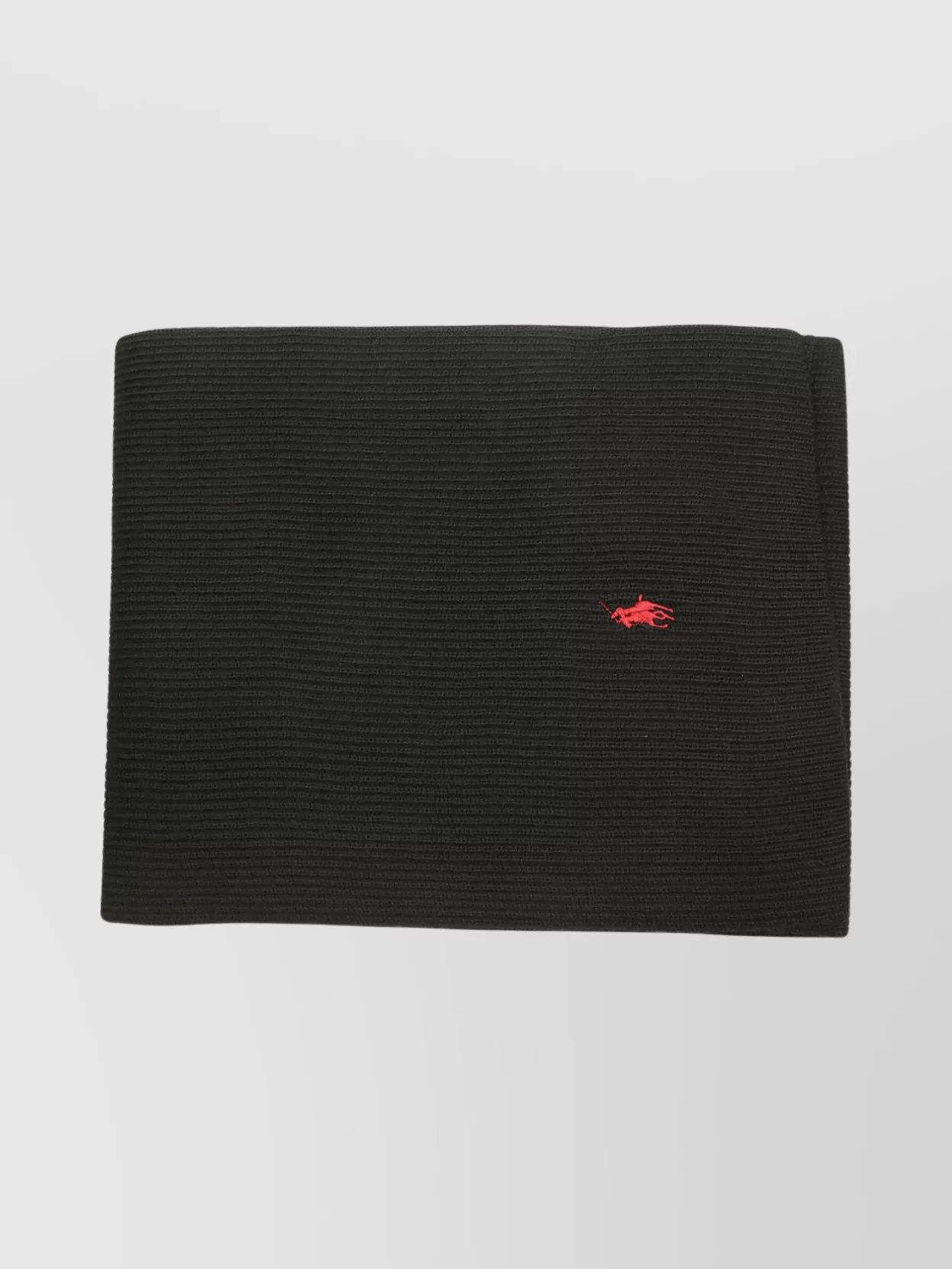 Polo Ralph Lauren Knit Merino Scarf Ribbed Texture In Black