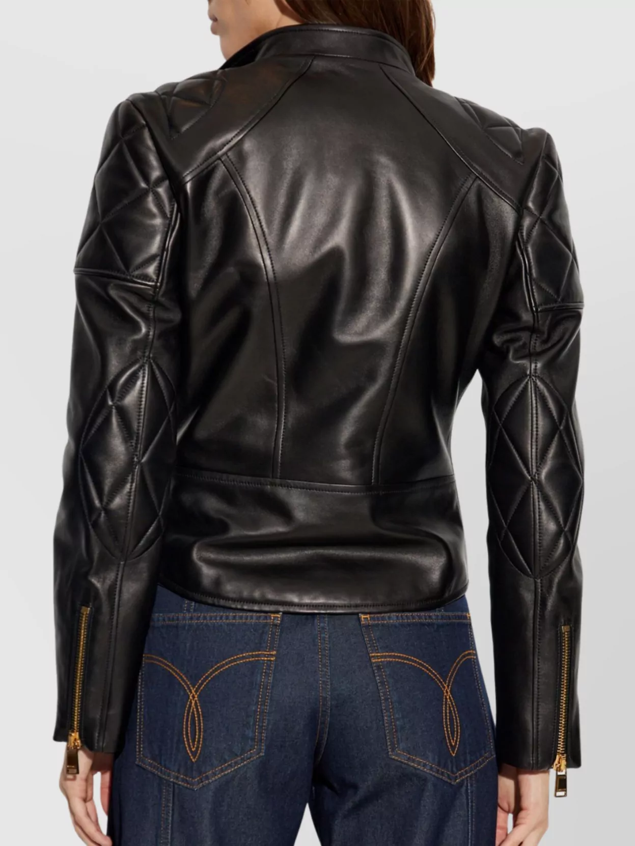 Versace Quilted Shoulders Leather Jacket