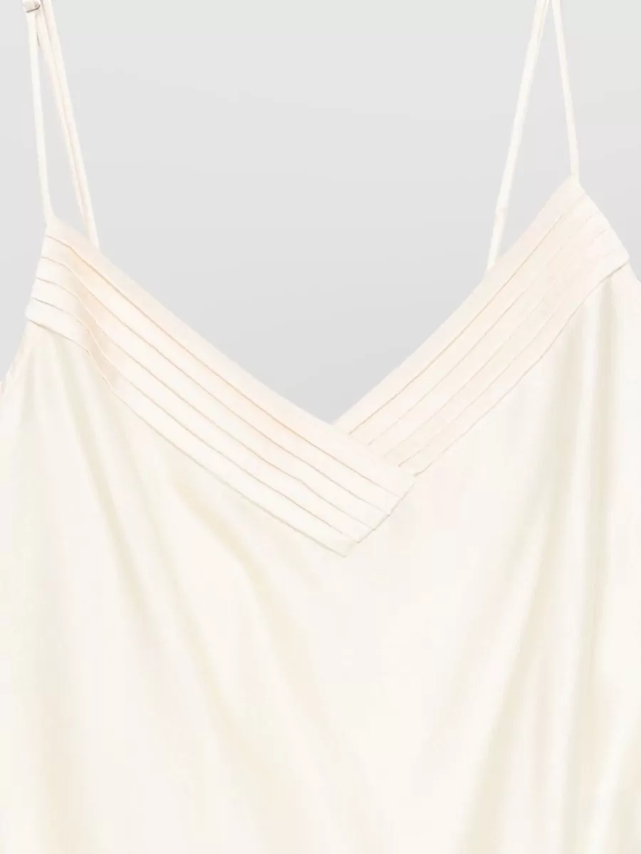 Forte Forte Silk Satin Bodysuit Pleated Detail V Neckline