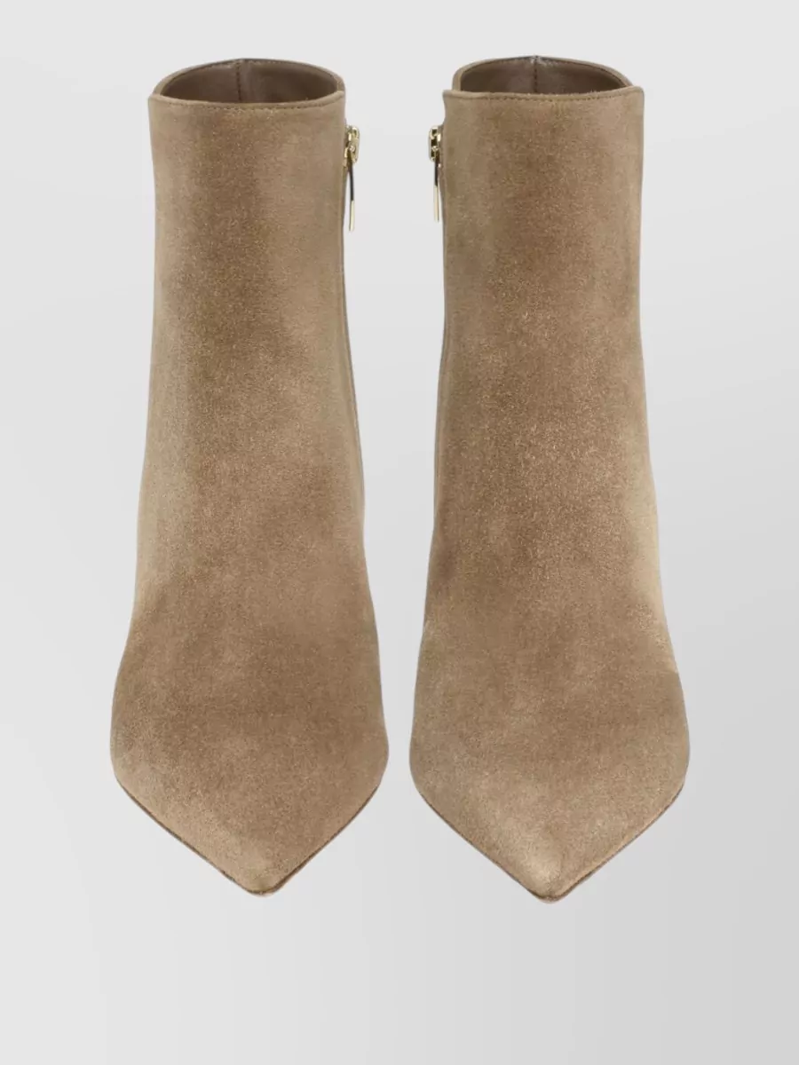 Gianvito Rossi Suede Leather Mid Heel Ankle Boots