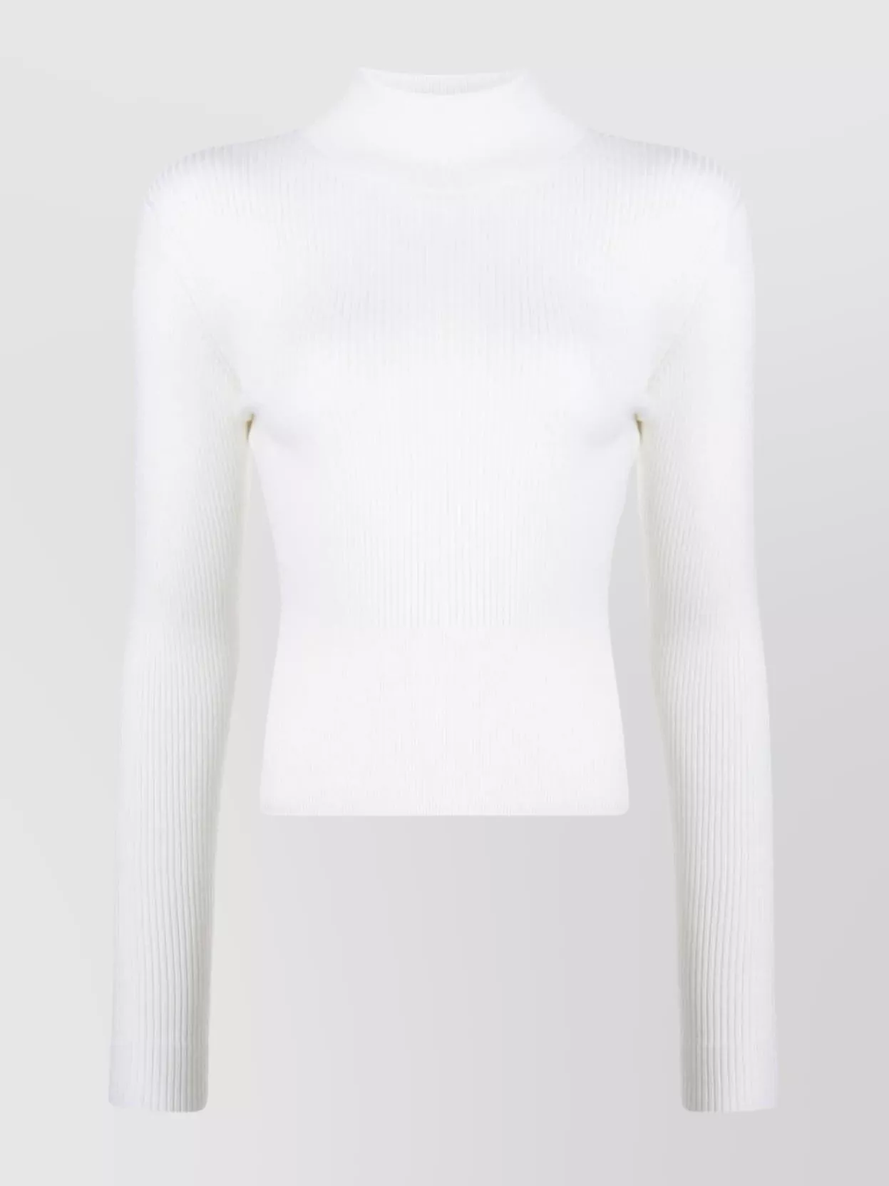 Shop Patou Timeless Ribbed Knit Top With Long Sleeves In White