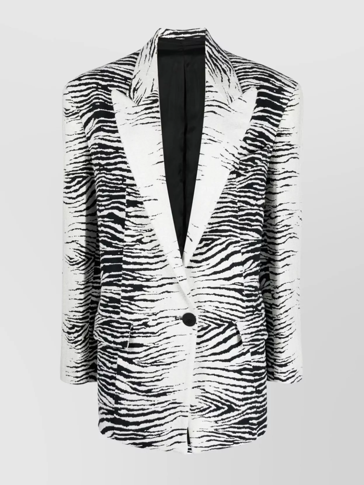 Shop Attico Structured Zebra-print Blazer With Notched Lapels In White