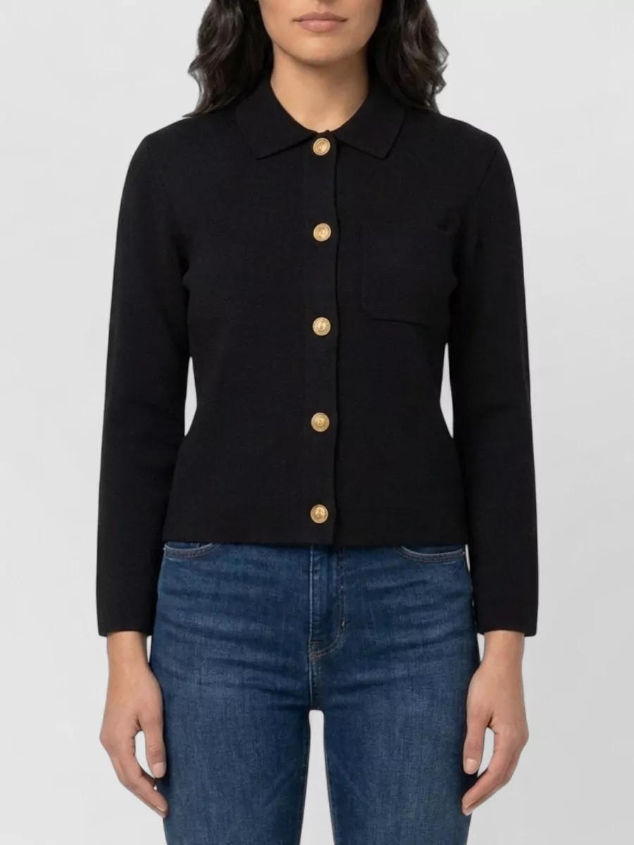 Saint Laurent Wool cropped polo cardigan