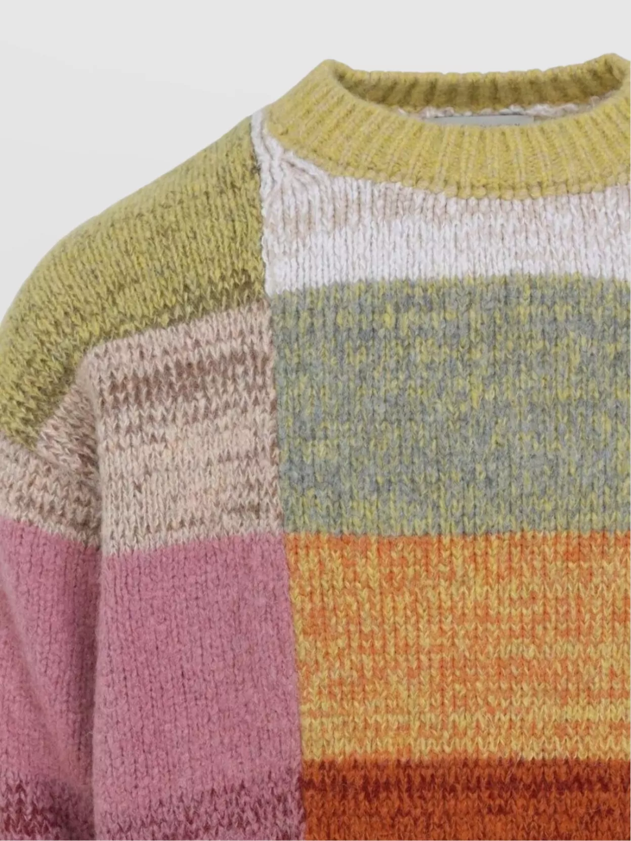 Dries Van Noten Color Block Crew Neck Long Sleeve Sweater