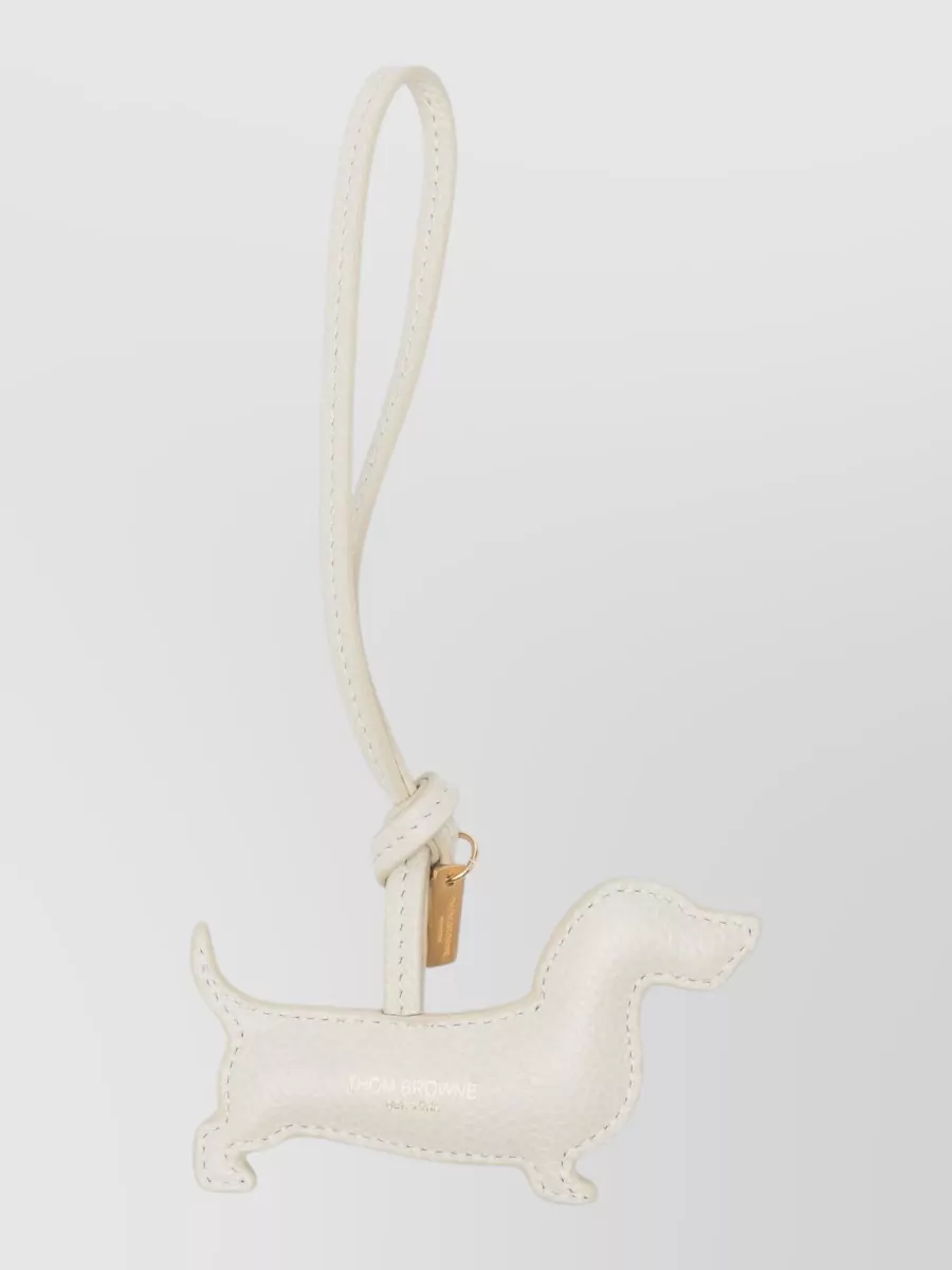 Thom Browne leather dog keychain