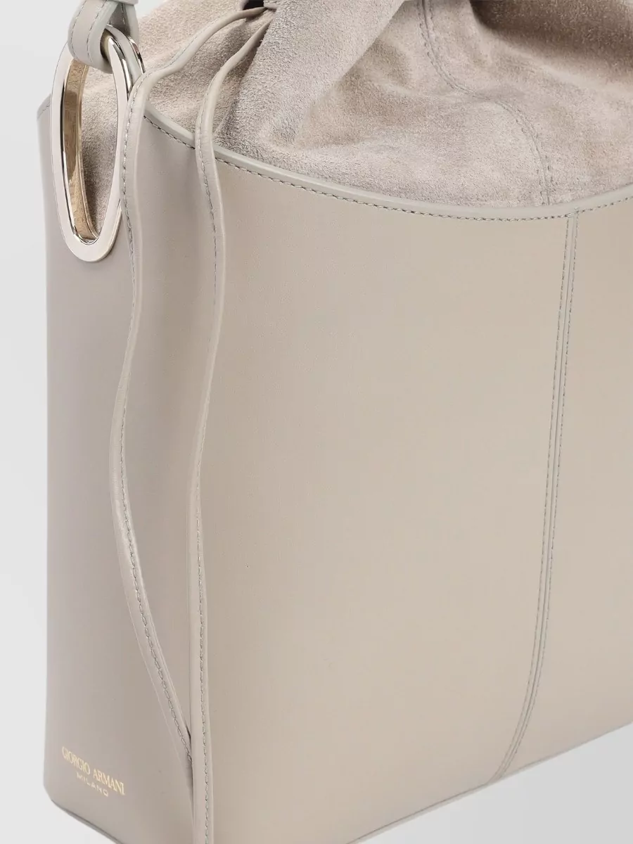 Giorgio Armani Bucket Bag Adjustable Strap Metal Hardware Handle