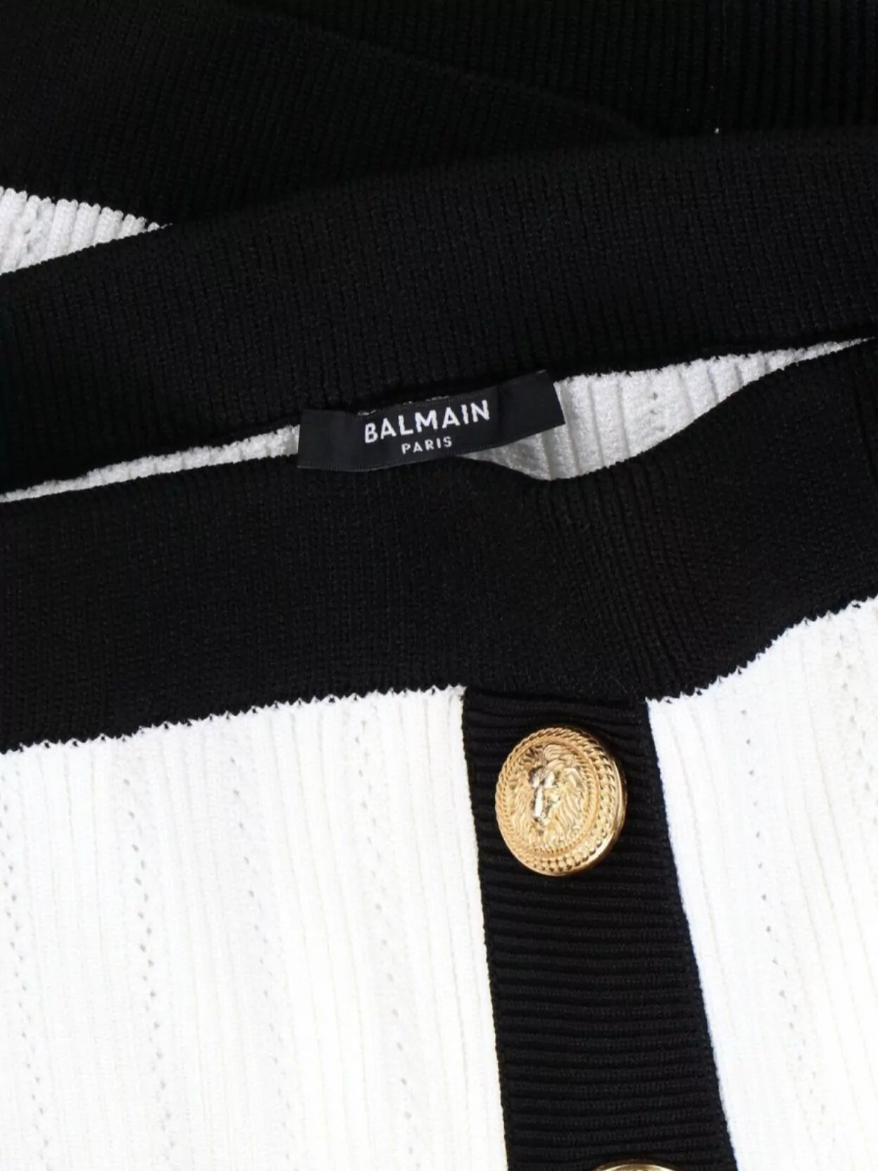 Balmain Button-embellished Two-tone Ribbed-knit Mini Skirt