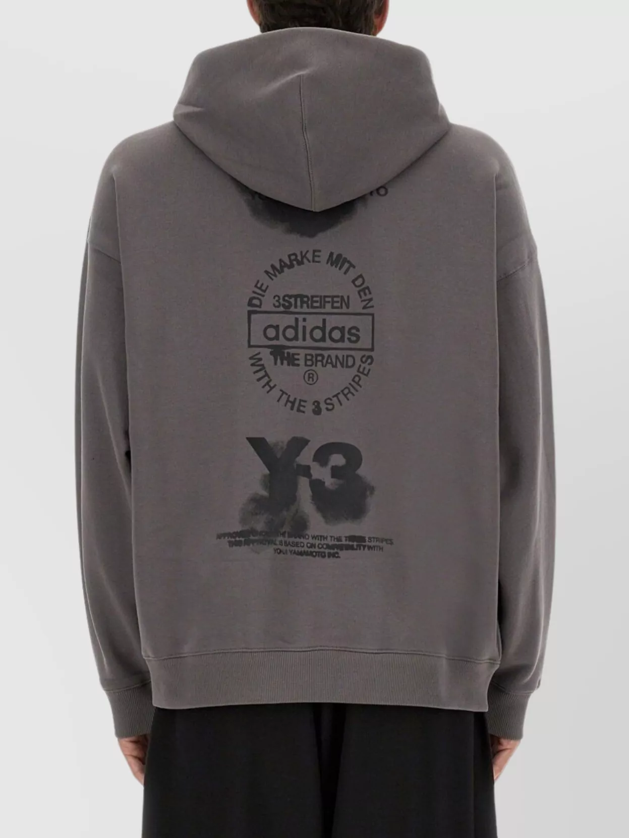 Y-3 Hoodie Featuring Graphic Design On Back In Gray