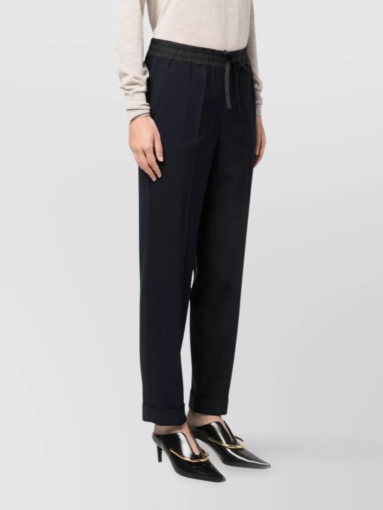 P.a.r.o.s.h Wool Blend Straight-leg Trousers With Cuffed Hem