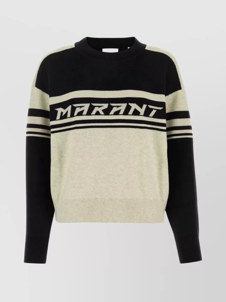 Shop Isabel Marant Étoile Callie Cotton Blend Striped Crewneck Sweater In Cream