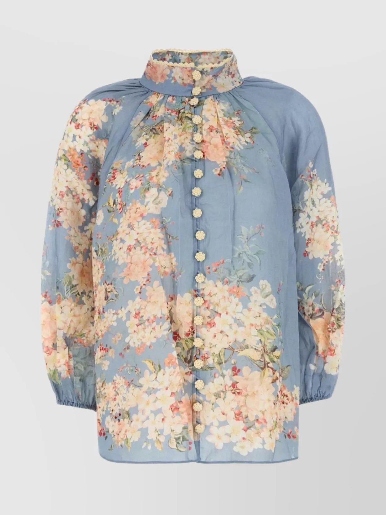 Zimmermann Floral Print Sheer Ramie Blouse