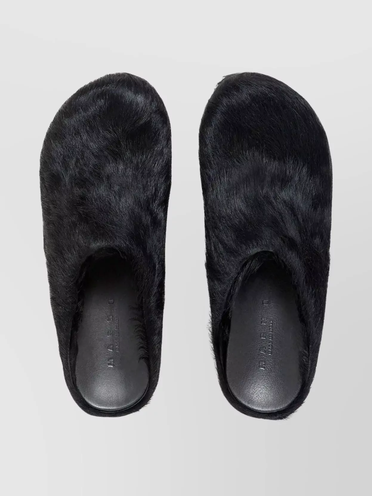 Marni Calfskin Slip-On Slippers Faux Fur
