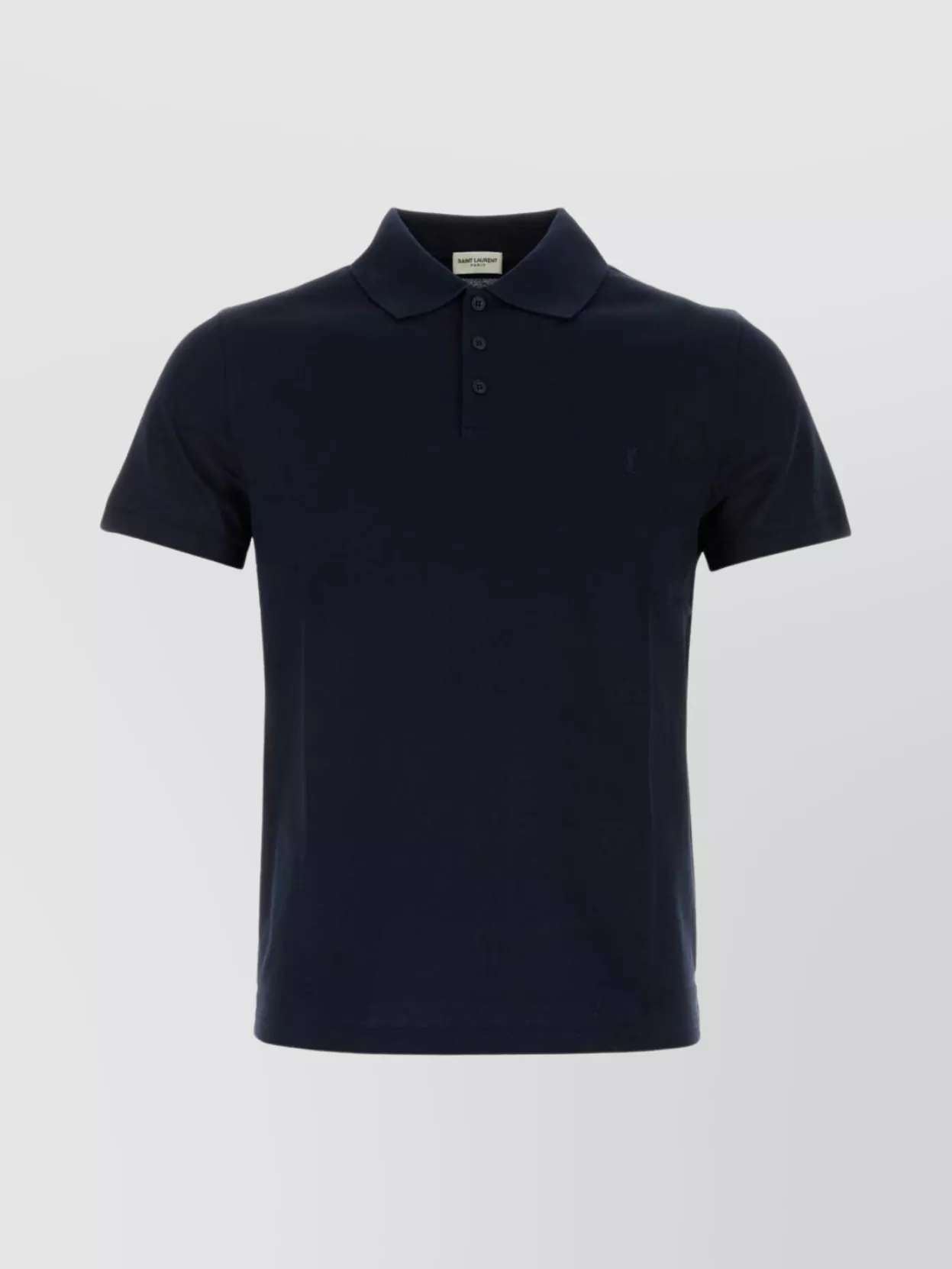 Shop Saint Laurent Ribbed Collar Polo Shirt In Deep Blue