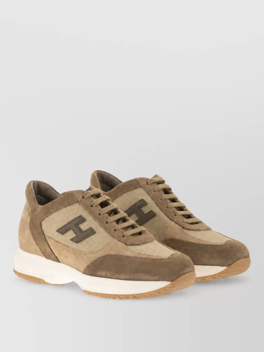 Hogan suede and fabric lace-up shoes