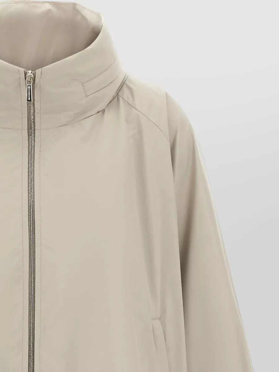 Moorer Polyester Oversized Asymmetric Hem Hooded Jacket