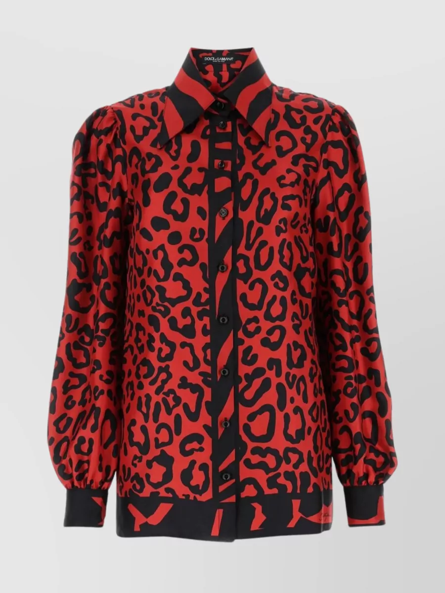 Shop Dolce & Gabbana Silk Animal Print Shirt In Black
