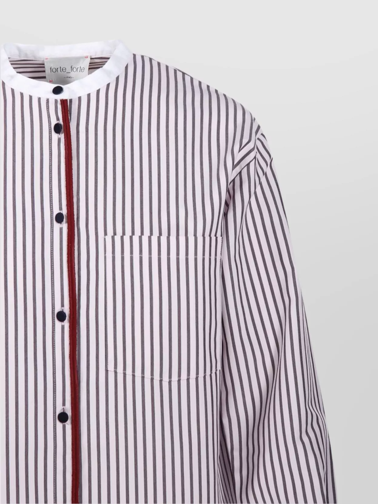 Shop Forte Forte Striped Grandfather Shirt Collar Contrasting