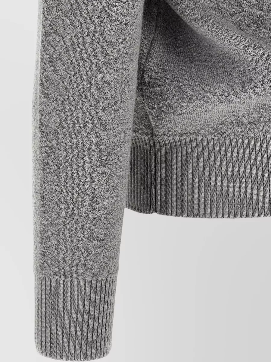 Stone Island Virgin Wool Textured Knit Crew Neck Sweater