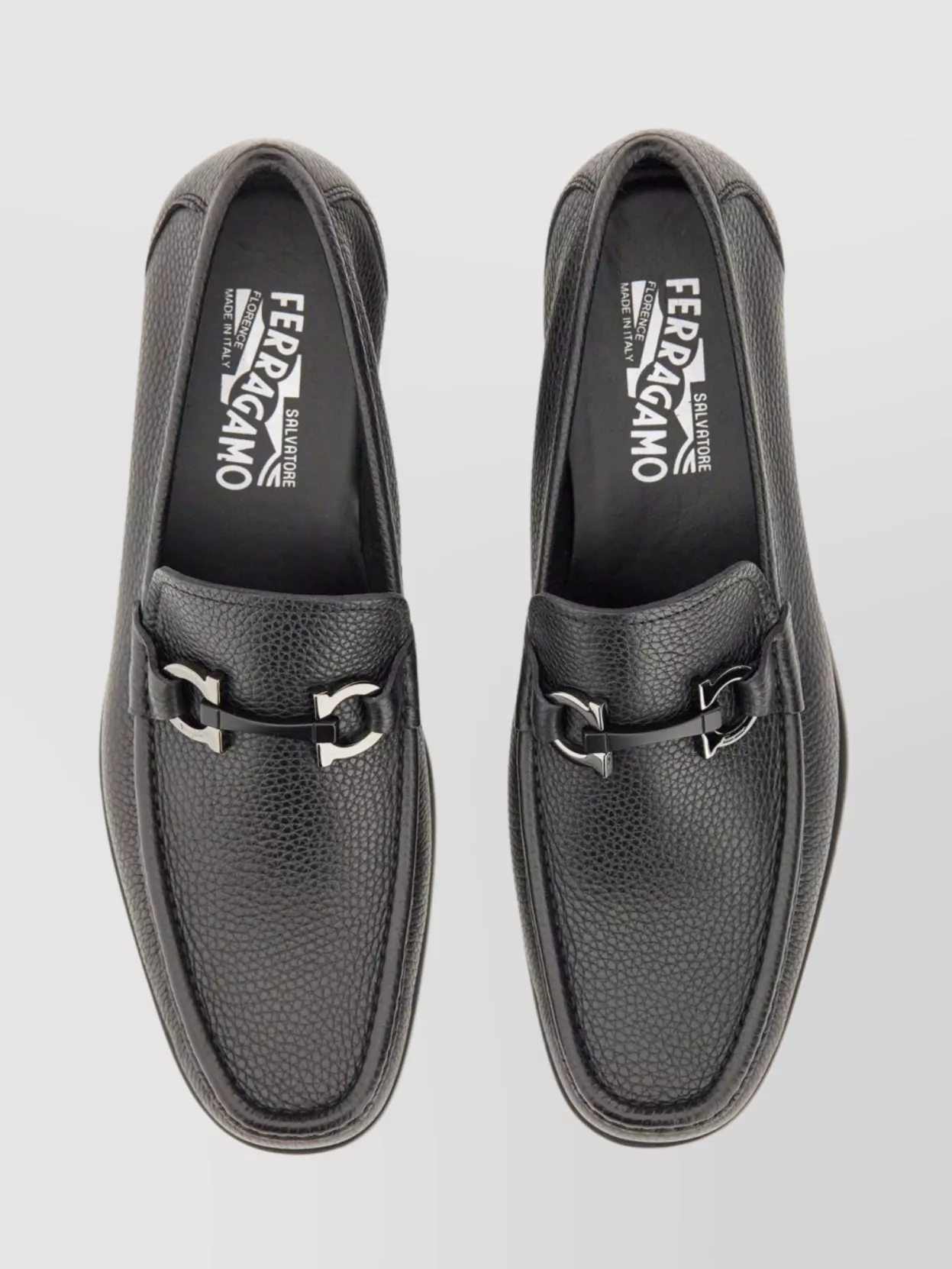 Ferragamo Calf Leather Loafers With Gancini Buckle
