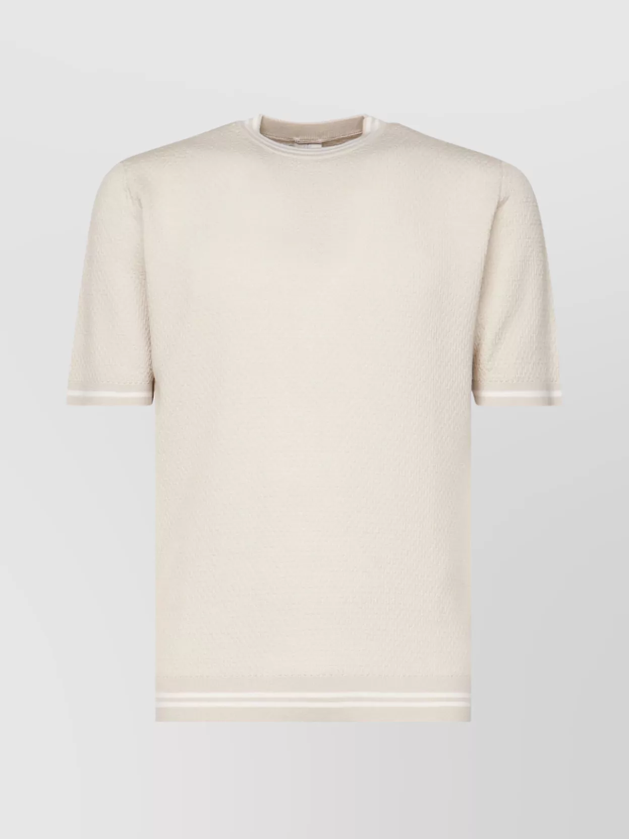 Eleventy Sand Knit Round Neck Short-sleeved Shirt