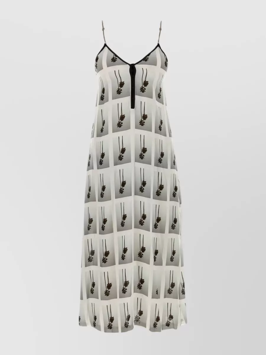 Shop Palm Angels Mirage Print Layered Viscose Dress In Grey