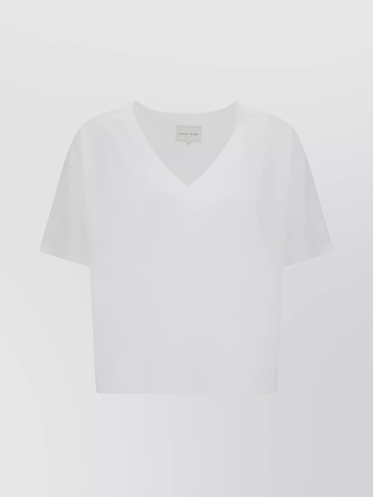 LOULOU STUDIO V-NECK COTTON T-SHIRT ASYMMETRICAL HEMLINE