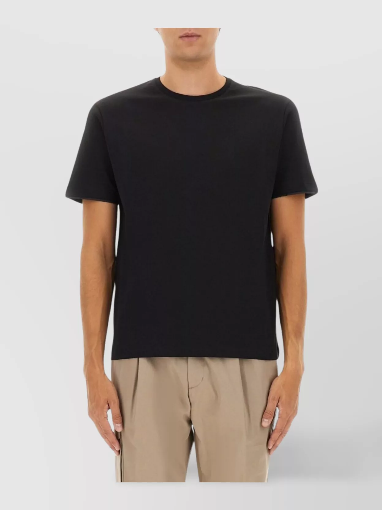 Herno Crew Neck Short Sleeve Cotton T-shirt In Black