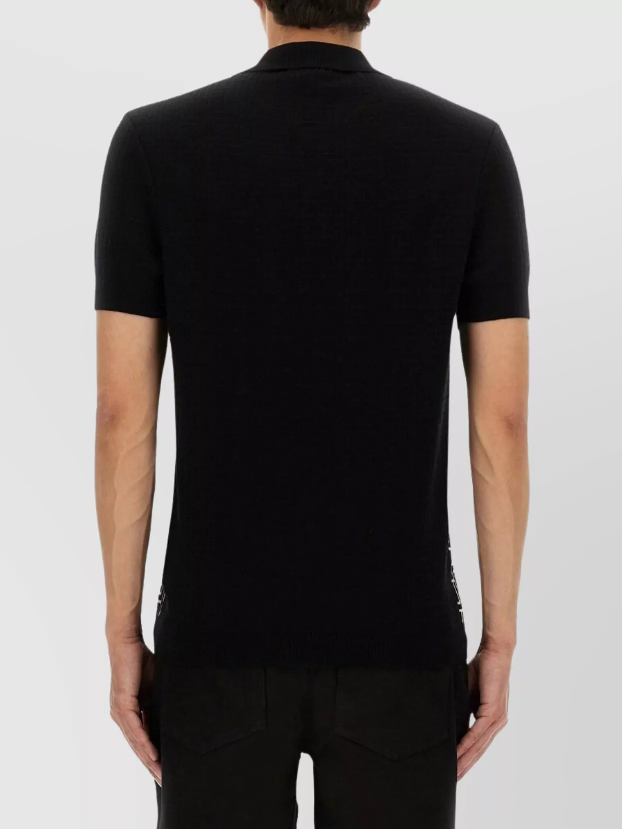 Balmain Monogram Pattern Polo With Classic Collar In Black