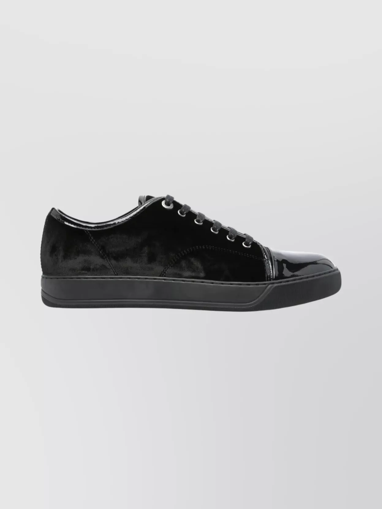 Lanvin Round Toe Velvet Sneakers With Rubber Sole